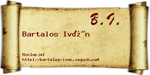 Bartalos Iván névjegykártya